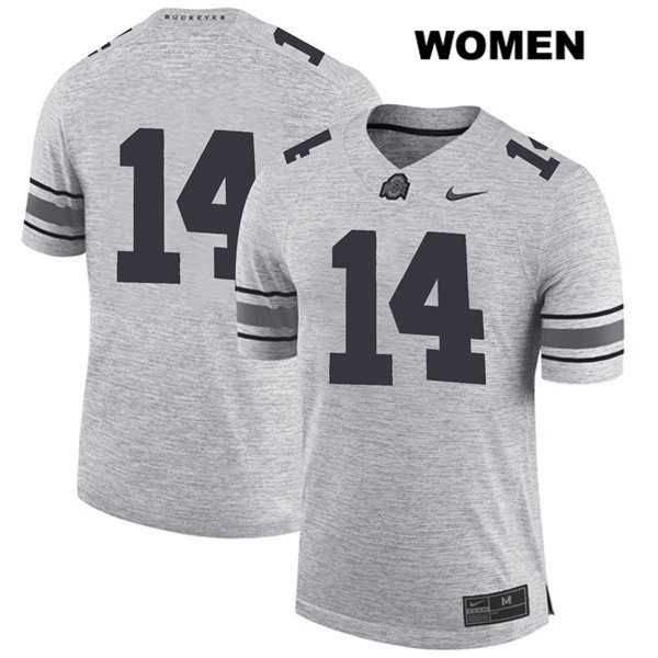 Ohio State Buckeyes Women's K.J. Hill #14 Gray Authentic Nike No Name College NCAA Stitched Football Jersey CA19I48MV
